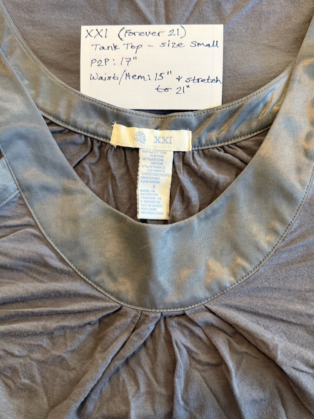 Forever 21 Vintage Scoop Neck Tank with Satin Accent, EUC. Size Small. Y2K - Picture 7 of 10